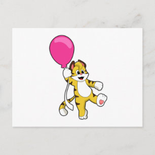 Tiger mit Luftballon Postkarte