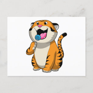 Tiger mit Lutscher Postkarte