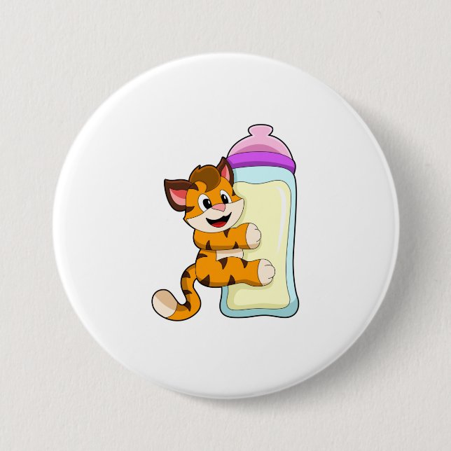 Tiger mit Milchflasche Button (Vorderseite)