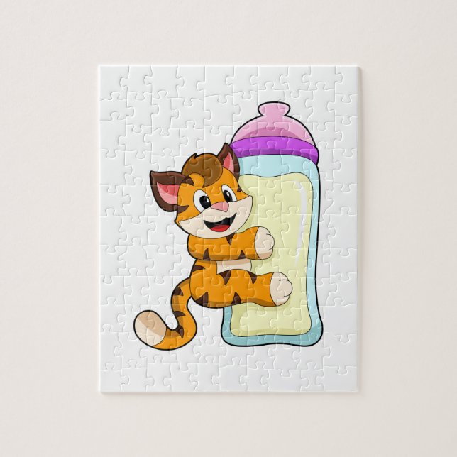 Tiger mit Milchflasche Puzzle (Vertikal)