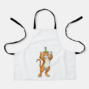 Tiger mit Party-Hut-Party Schürze