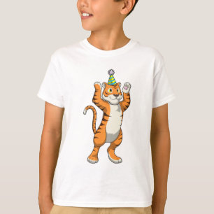 Tiger mit Party-Hut-Party T-Shirt