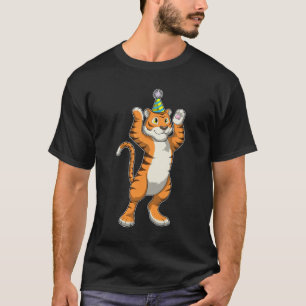 Tiger mit Party-Hut-Party T-Shirt
