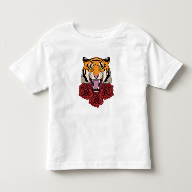Tiger mit Rose Kleinkind T-shirt (Vorderseite)