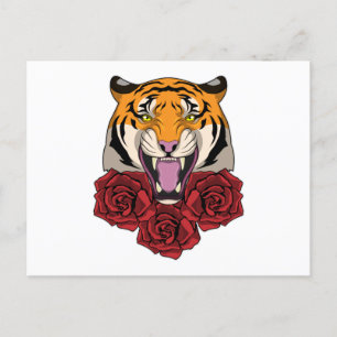 Tiger mit Rosen Postkarte