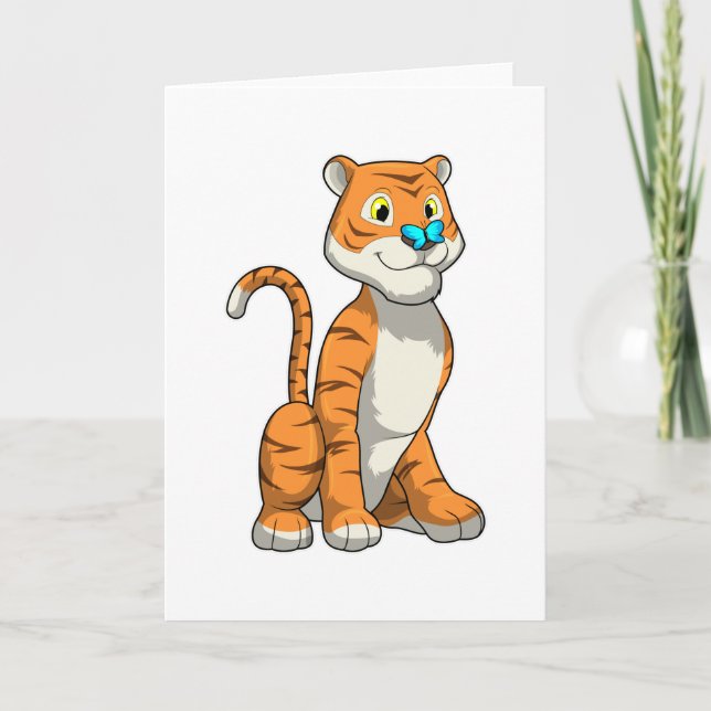 Tiger mit Schmetterling Karte (Vorderseite)