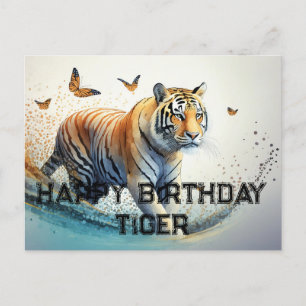Tiger mit Schmetterlingen Alles Gute zum Geburtsta Postkarte