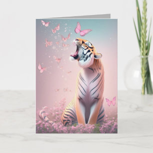 Tiger mit Schmetterlingen Karte
