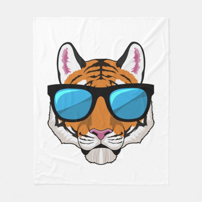 Tiger mit Sonnenbrille Fleecedecke (Vorderseite)