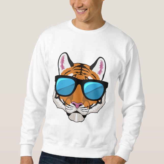 Tiger mit Sonnenbrille Sweatshirt (Vorderseite)