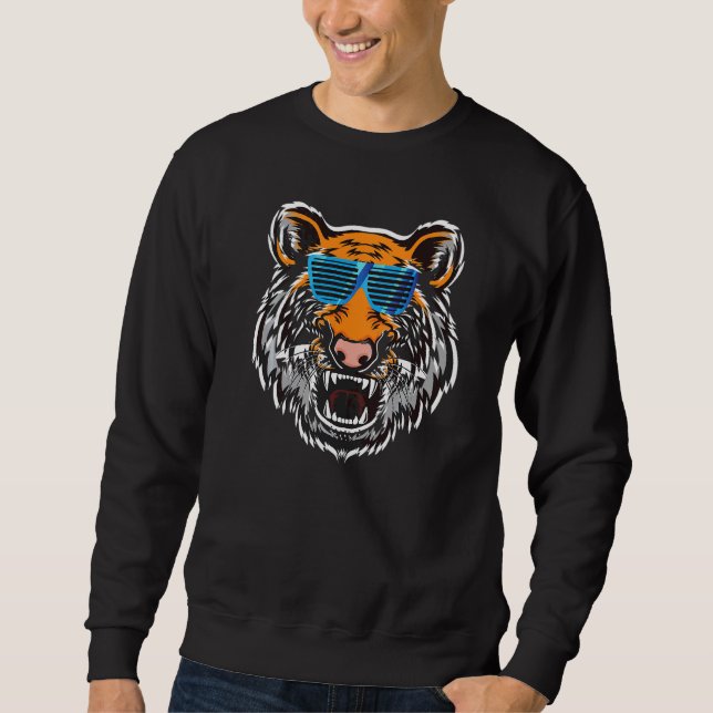 Tiger mit Sonnenbrille Sweatshirt (Vorderseite)