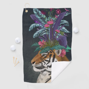 Tiger mit tropischem Kopfteil Golfhandtuch