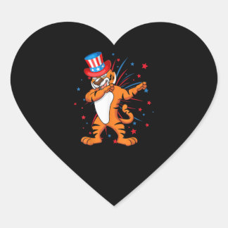 Tiger mit Usa Hat Firework 4. Juli zu betäuben Herz-Aufkleber