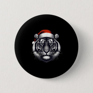 Tiger mit Weihnachtsmannmütze Weihnachten Weihnach Button