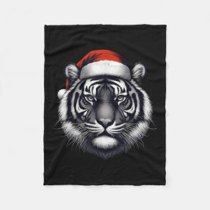 Tiger mit Weihnachtsmannmütze Weihnachten Weihnach Fleecedecke