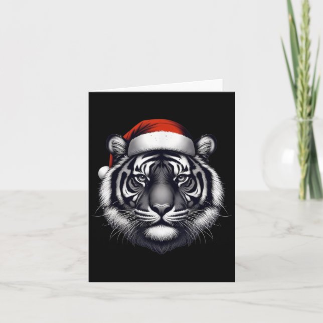 Tiger mit Weihnachtsmannmütze Weihnachten Weihnach Karte (Vorderseite)