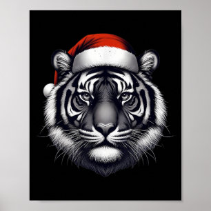 Tiger mit Weihnachtsmannmütze Weihnachten Weihnach Poster