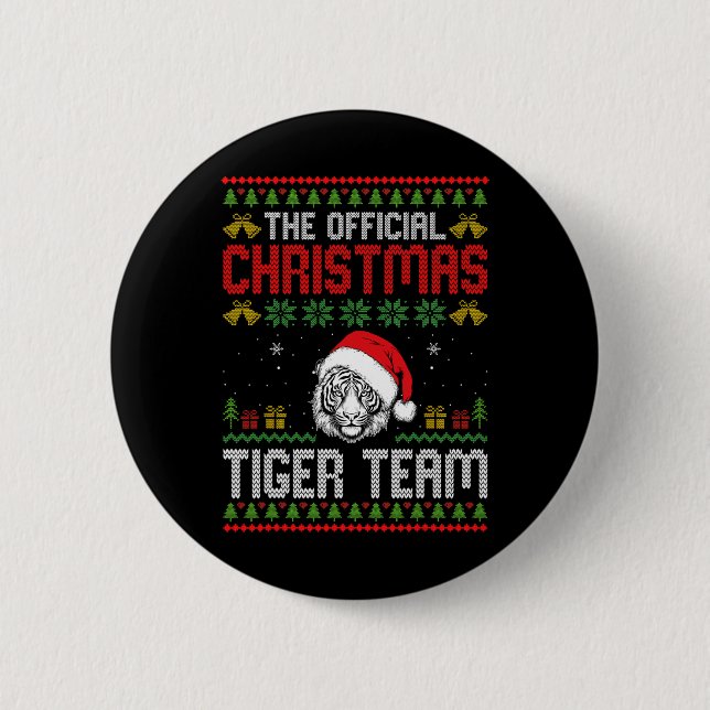 Tiger mit Weihnachtsmannmütze Weihnachtsbeleuchtun Button (Vorderseite)