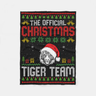 Tiger mit Weihnachtsmannmütze Weihnachtsbeleuchtun Fleecedecke