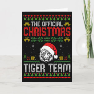 Tiger mit Weihnachtsmannmütze Weihnachtsbeleuchtun Karte