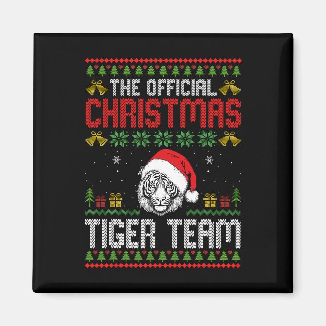 Tiger mit Weihnachtsmannmütze Weihnachtsbeleuchtun Magnet (Vorne)