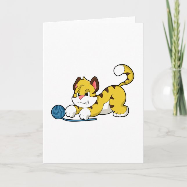 Tiger mit Woll-Garnball Karte (Vorderseite)