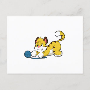 Tiger mit Woll-Garnkugel Postkarte