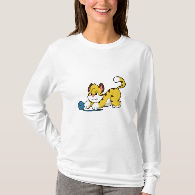 Tiger mit Woll-Garnkugel T-Shirt (Vorderseite)