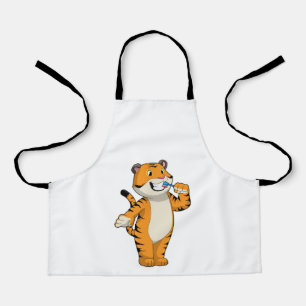 Tiger mit Zahnbürste Schürze