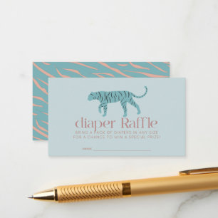 Tiger Modern Blue Baby Dusche Windeln Raffle Ticke Begleitkarte