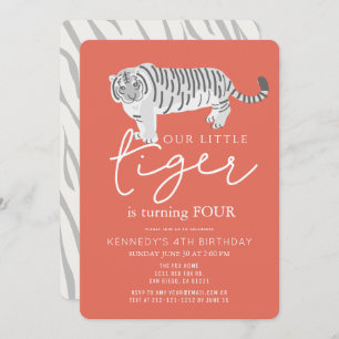 Tiger Modern Red Kindergeburtstag Einladung