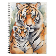 Tiger Mom and Cub Spiral Notebook: Cute and Practi