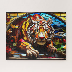 Tiger Mosaic gesteinigtes Glas Jigsaw Puzzle