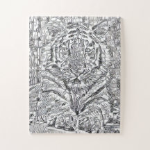 Tiger Mosaikfliesen in Schwarz und Weiß