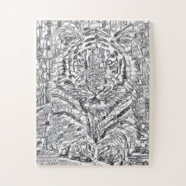 Tiger Mosaikfliesen in Schwarz und Weiß Puzzle