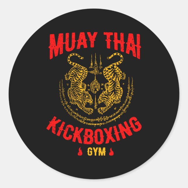 Tiger Muay Thai Kickboxing Gym Mixed Martial Arts  Runder Aufkleber (Vorderseite)
