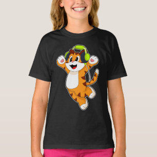 Tiger Musician Headphone Music T-Shirt