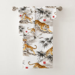 Tiger-Muster Badhandtuch Set