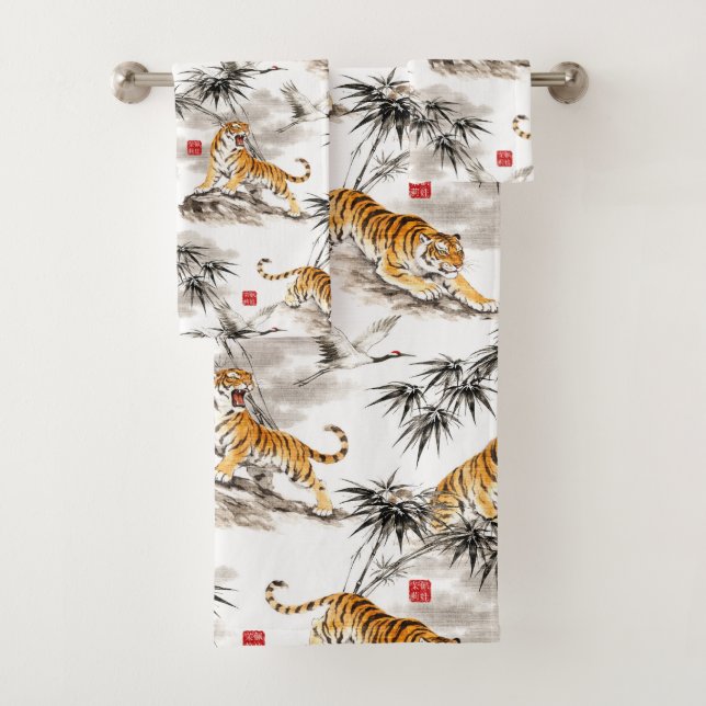 Tiger-Muster Badhandtuch Set (Insitu)