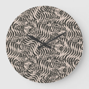 Tiger Muster Große Wanduhr
