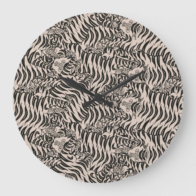 Tiger Muster Große Wanduhr (Vorderseite)