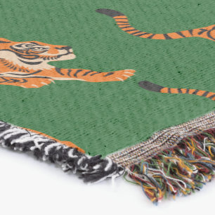 Tiger Muster mit grünem Hintergrund Decke