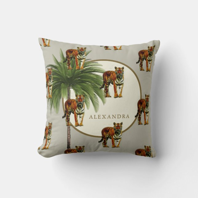 Tiger Muster Palm Tree Leopard Print Personal Kissen (Vorderseite)