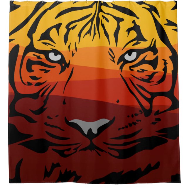 Tiger Muster Tierdesign flache Textur farbig Duschvorhang (Vorderseite)