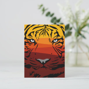 Tiger Muster Tierdesign flache Textur farbig Feiertagspostkarte
