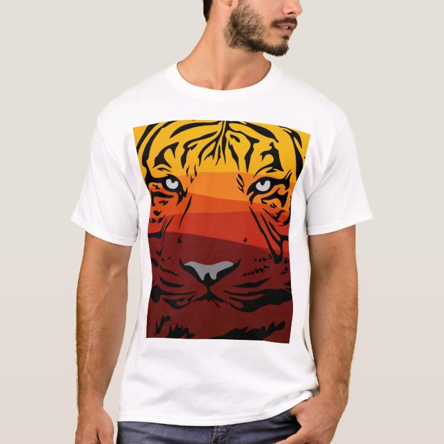 Tiger Muster Tierdesign flache Textur farbig T-Shirt (Vorderseite)