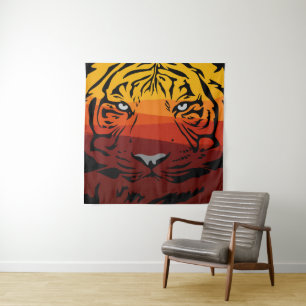 Tiger Muster Tierdesign flache Textur farbig Wandteppich