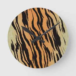 Tiger nahtloser Muster Textur Hintergrund Runde Wanduhr