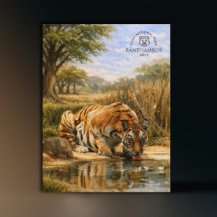 Tiger-Nationalpark Ranthambor Indien   Aquarell Postkarte