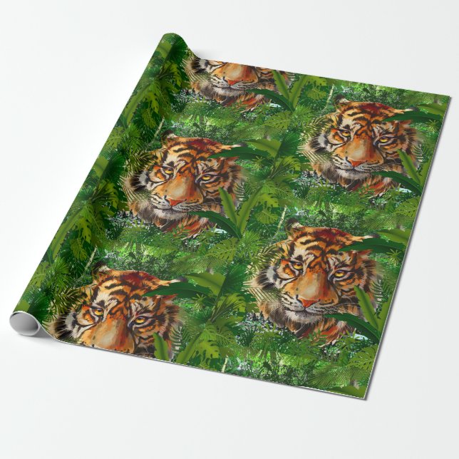 Tiger - Naturdschungel Tiger Wrapping Paper Geschenkpapier (Ungerollt)